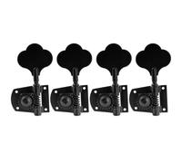 Musiclily Pro Left-Handed 4-in-line 21:1 Ratio Open Gear Machine Heads Tuners Tuning Pegs Keys with Clover Button for Mexican MIM Fender PB JB Style Electric Bass, Black