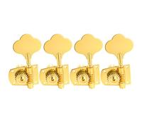 Musiclily Pro Left-Handed 4-in-line 21:1 Ratio Open Gear Machine Heads Tuners Tuning Pegs Keys with Clover Button for Mexican MIM Fender PB JB Style Electric Bass, Gold