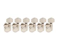 Musiclily Pro Left-Handed 6-in-line 18:1 Ratio 2-Pin Full Sealed Locking Machine Heads Tuners Tuning Pegs Keys with Hex Button for Fender Strat Tele Style Electric Guitar, Nickel