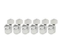 Musiclily Pro Left-Handed 6-in-line 18:1 Ratio 2-Pin Full Sealed Locking Machine Heads Tuners Tuning Pegs Keys with Hex Button for Fender Strat Tele Style Electric Guitar, Chrome