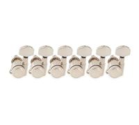 Musiclily Pro Left-Handed 6-in-line 18:1 Ratio Full Sealed Locking Machine Heads Tuners Tuning Pegs Keys with Hex Button 45 Degree Screw for Strat Tele Style Electric Guitar, Nickel