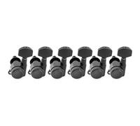 Musiclily Pro Left-Handed 6-in-line 18:1 Ratio Full Sealed Locking Machine Heads Tuners Tuning Pegs Keys with Hex Button 45 Degree Screw for Strat Tele Style Electric Guitar, Black
