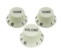Musiclily Pro Metric Size 18 Splines 1 Volume 2 Tone Strat Style Knobs Set for Asia Import Guitar Bass Split Shaft Pots,Mint Green