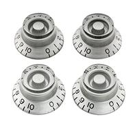 Musiclily Pro Metric Size 18 Splines Guitar Bell Top Hat Knobs for Epiphone Les Paul SG Style, Silver (Set of 4)