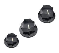 Musiclily Pro Metric Size 18 Splines Jazz Bass Knobs for Asia Import Bass Split Shaft Pots, Black(Set of 3)