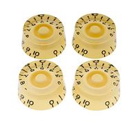 Musiclily Pro Metric Size 18 Splines Speed Control Knobs for Asia Import Guitar Bass Split Shaft Pots, Cream (Set of 4)
