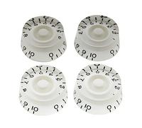 Musiclily Pro Metric Size 18 Splines Speed Control Knobs for Asia Import Guitar Bass Split Shaft Pots, White (Set of 4)