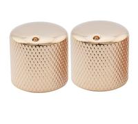 Musiclily Pro Metric Steel Push-on Dome Knobs with Indicator Dot for Import Electric Guitar or Bass, Gold (Set of 2)