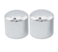 Musiclily Pro Metric Steel Push-on Dome Knobs with Indicator Dot for Import Electric Guitar or Bass, Chrome (Set of 2)