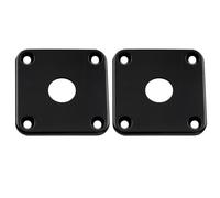 Musiclily Pro Plastic Curved Jack Plate Square Jackplates Compatible with USA Les Paul Epiphone Les Paul Guitar, Black(Set of 2)