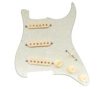Musiclily Pro Pre-wired Standard SSS Pickguard with Artec Pickups Staggered Alnico 5 Magnet Single Coil Pickups for ST Style Electric Guitar, 4ply Aged White Pearl