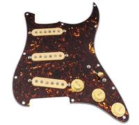 Musiclily Pro Pre-wired Standard SSS Pickguard with Artec Pickups Staggered Alnico 5 Magnet Single Coil Pickups for ST Style Electric Guitar, 4ply Tortoise Shell