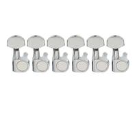 Musiclily Pro R15J-09 6 inline 15:1 Ratio 2-Pin Full Sealed Tuners Chrome | Machine Heads Tuning Pegs Keys, with Hex Button, for SQ Strat Tele Style Electric Guitar