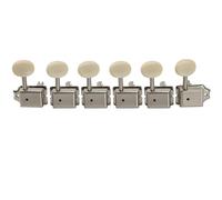 Musiclily Pro R15J-13 Vintage 6 inline Split Shaft Tuners Off White Button | Nickel Color, Machine Heads Tuning Pegs Keys Set, for Squier Classic Vibe Fender Strat/Tele Style Guitar