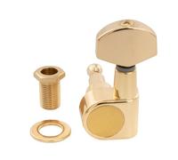 Musiclily Pro R15J-20 Single 15:1 Sealed 2-Pin Treble Side Tuner Gold | Machine Head Tuning Peg Key, with Hex Button, for Squier Strat Tele Style Electric Guitar