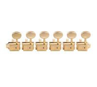 Musiclily Pro R15J-26 Lefty Vintage 6 inline 15:1 Semi Closed Tuners Gold | Split Shaft, Machine Heads Tuning Pegs Keys with Oval Button, for Fender Squier Strat Tele Style Guitar
