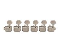 Musiclily Pro R15J-26 Lefty Vintage 6 inline 15:1 Semi Closed Tuners Nickel | Split Shaft, Machine Heads Tuning Pegs Keys with Oval Button, for Fender Squier Strat Tele Style Guitar