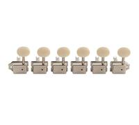 Musiclily Pro R15J-26 Lefty Vintage 6 inline 15:1 Split Shaft Tuners Nickel | with Off-White Oval Button, Semi Closed, Machine Heads Tuning Pegs Keys, for Fender Squier Strat Tele Style Guitar