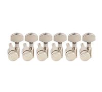 Musiclily Pro R15J Left-Handed 6-in-line 15:1 Ratio 1-Pin Full Sealed Locking Machine Heads Tuners Tuning Pegs Keys with Hex Button for Squier Strat Tele Style Electric Guitar, Nickel