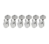 Musiclily Pro R15J Left-Handed 6-in-line 15:1 Ratio 2-Pin Full Sealed Locking Machine Heads Tuners Tuning Pegs Keys with Hex Button for Squier Strat Tele Style Electric Guitar, Chrome