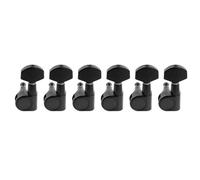 Musiclily Pro R15J Left-Handed 6-in-line 15:1 Ratio 2-Pin Full Sealed Machine Heads Tuners Tuning Pegs Keys with Hex Button for Squier Strat Tele Style Electric Guitar, Black