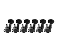 Musiclily Pro R15J Left-Handed 6-in-line 15:1 Ratio Full Sealed Locking Machine Heads Tuners Tuning Pegs Keys with Hex Button for Strat Tele Style Electric Guitar, Black