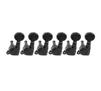 Musiclily Pro R15J Left-Handed 6-in-line 15:1 Ratio Full Sealed Machine Heads Tuners Tuning Pegs Keys with Vintage Oval Button for Strat Tele Style Electric Guitar, Black