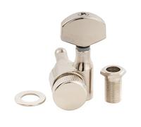 Musiclily Pro R15J Single 15:1 Ratio 1-Pin Full Sealed Locking Machine Head Treble Side Tuner Tuning Peg Key with Hex Button for Squier Strat Tele Style Electric Guitar, Nickel