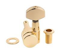 Musiclily Pro R15J Single 15:1 Ratio 2-Pin Full Sealed Locking Machine Head Treble Side Tuner Tuning Peg Key with Hex Button for Squier Strat Tele Style Electric Guitar, Gold