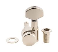 Musiclily Pro R15J Single 15:1 Ratio 2-Pin Full Sealed Locking Machine Head Treble Side Tuner Tuning Peg Key with Hex Button for Squier Strat Tele Style Electric Guitar, Nickel