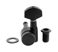 Musiclily Pro R15J Single 15:1 Ratio 2-Pin Full Sealed Locking Machine Head Treble Side Tuner Tuning Peg Key with Hex Button for Squier Strat Tele Style Electric Guitar, Black