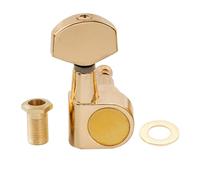 Musiclily Pro R15J Single 15:1 Ratio 2-Pin Full Sealed Machine Head Bass Side Tuner Tuning Peg Key with Hex Button for SQ Strat Tele Style Electric Guitar, Gold