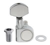 Musiclily Pro R15J Single 15:1 Ratio 2-Pin Full Sealed Machine Head Bass Side Tuner Tuning Peg Key with Hex Button for SQ Strat Tele Style Electric Guitar, Chrome