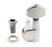 Musiclily Pro R15J Single 15:1 Ratio 2-Pin Full Sealed Machine Head Treble Side Tuner Tuning Peg Key with Hex Button for Squier Strat Tele Style Electric Guitar, Chrome