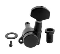 Musiclily Pro R15J Single 15:1 Ratio Full Sealed Locking Machine Head Treble Side Tuner Tuning Peg Key with Hex Button for Strat Tele Style Electric Guitar, Black