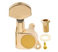 Musiclily Pro R15J Single 15:1 Ratio Full Sealed Machine Head Bass Side Tuner Tuning Peg Key with Hex Button for Strat Tele Style Electric Guitar, Gold