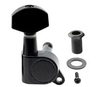 Musiclily Pro R15J Single 15:1 Ratio Full Sealed Machine Head Bass Side Tuner Tuning Peg Key with Hex Button for Strat Tele Style Electric Guitar, Black