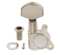 Musiclily Pro R15J Single 15:1 Ratio Full Sealed Machine Head Bass Side Tuner Tuning Peg Key with Hex Button for Strat Tele Style Electric Guitar, Nickel