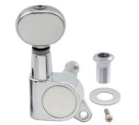 Musiclily Pro R15J Single 15:1 Ratio Full Sealed Machine Head Bass Side Tuner Tuning Peg Key with Vintage Oval Button for Strat Tele Style Electric Guitar, Chrome
