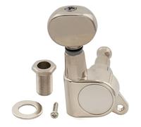 Musiclily Pro R15J Single 15:1 Ratio Full Sealed Machine Head Bass Side Tuner Tuning Peg Key with Vintage Oval Button for Strat Tele Style Electric Guitar, Nickel