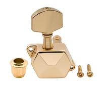 Musiclily Pro R15J Single 15:1 Ratio Semi Closed Machine Head Bass Side Tuner Tuning Peg Key with Hex Button for Strat Tele Style Electric Guitar, Gold