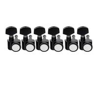 Musiclily Pro R15T-01 6 inline 2-pins Guitar Locking Tuners Set Black | Hex Button, Full Sealed Machine Heads Tuning Pegs Keys, for Fender Strat/Tele Style Guitar