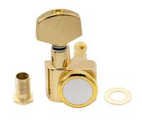 Musiclily Pro R15T-01 Single 2-Pin Sealed Locking Bass Side Tuner Gold | 16:1 Ratio, Full, Machine Head Tuning Peg Key, with Hex Button, for Fender Strat Tele Style Electric Guitar