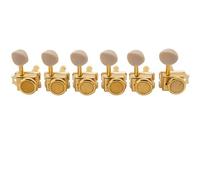 Musiclily Pro R15T-05 6-inline 14:1 Vintage Guitar Locking Tuners, Gold | Hybrid Style Oval Button Machine Heads Tuning Keys, with Oval Button, for Fender Squier Strat Tele Style Electric Guitar