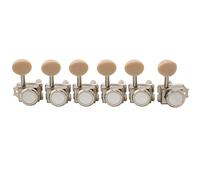 Musiclily Pro R15T-05 6-inline 14:1 Vintage Guitar Locking Tuners, Nickel | Hybrid Style Oval Button Machine Heads, for Fender Strat Tele Style Electric Guitar