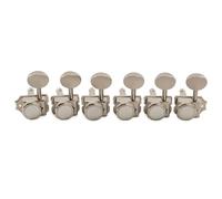 Musiclily Pro R15T-09 Lefty 6 inline 14:1 Semi Closed Locking Tuners Nickel | Vintage Hybrid Style Machine Heads with Oval Button, for Fender Squier Strat Tele Style Electric Guitar