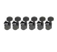 Musiclily Pro R18K-06 Lefty 6 inline 18:1 Sealed 2-Pin Locking Tuners Black | Machine Heads Tuning Pegs Keys, with Hex Button, for Fender Strat Tele Style Electric Guitar