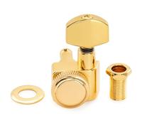 Musiclily Pro R18K-06 Sealed 18:1 Locking 2-Pin Treble Side Tuner Gold | Single, Machine Head Tuning Peg Key, with Hex Button, for Fender Strat Tele Style Electric Guitar