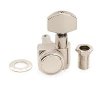 Musiclily Pro R18K-06 Sealed 18:1 Locking 2-Pin Treble Side Tuner Nickel | Single, Machine Head Tuning Peg Key, with Hex Button, for Fender Strat Tele Style Electric Guitar
