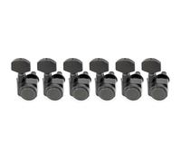 Musiclily Pro R18K-07 6 inline 18:1 Full Sealed 2-Pin Locking Tuners Black | Machine Heads Tuning Pegs Keys, with Hex Button, for Fender Strat Tele Style Electric Guitar
